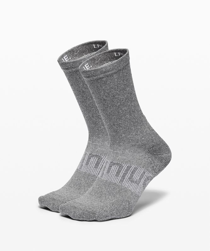 Calcetines Lululemon Power Stride Crew Sock 2 Pack Hombre Grises Oscuro | 21074-GJCW