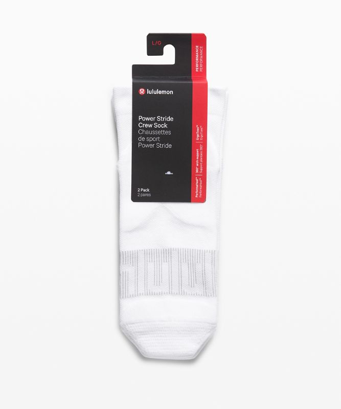 Calcetines Lululemon Power Stride Crew Sock 2 Pack Hombre Blancos | 86031-JIQE