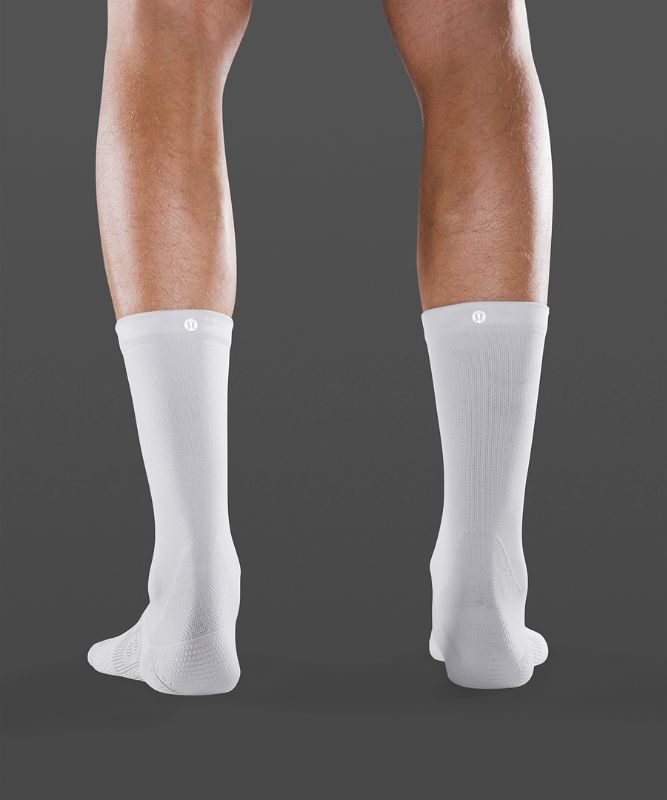 Calcetines Lululemon Power Stride Crew Sock 2 Pack Hombre Blancos | 86031-JIQE