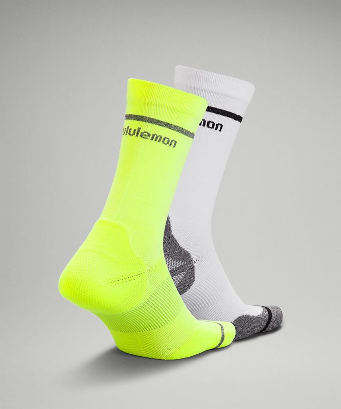 Calcetines Lululemon Power Stride Crew Sock 2P Hombre Amarillos Blancos | 08974-UPIN