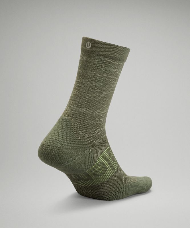 Calcetines Lululemon Power Stride Crew Sock Camo Hombre Verdes | 75618-VJLH