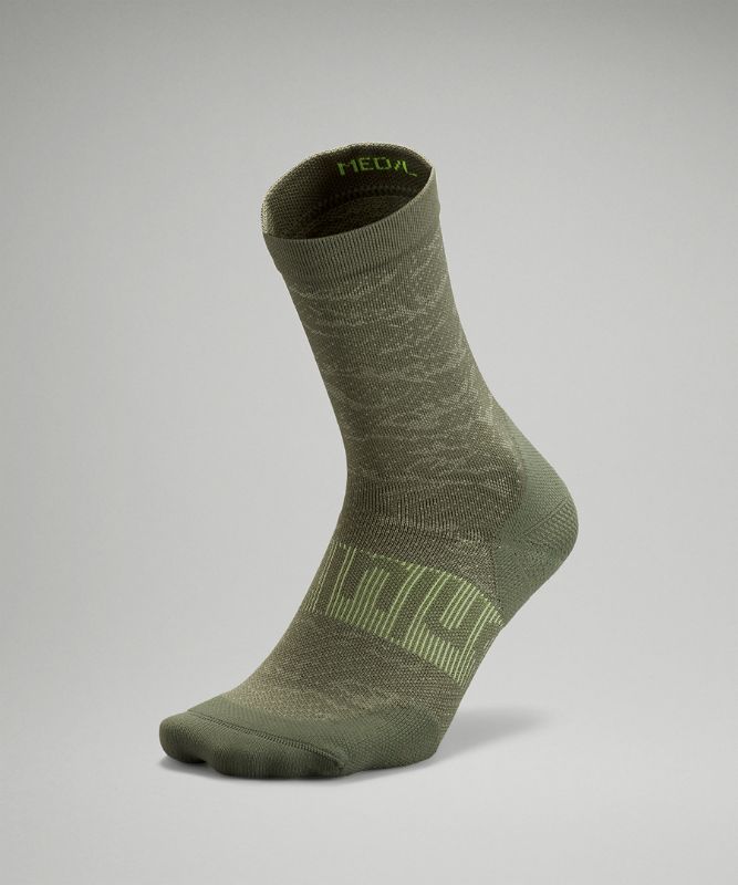 Calcetines Lululemon Power Stride Crew Sock Camo Hombre Verdes | 75618-VJLH