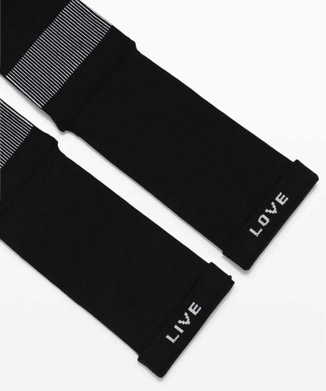 Calcetines Lululemon Power Stride Crew Sock Stripe 2 Pack Hombre Negros Blancos | 51490-XZAE