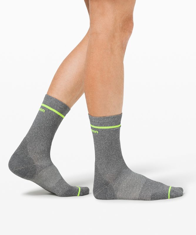 Calcetines Lululemon Power Stride Crew Sock Stripe 2 Pack Box Set Hombre Grises Oscuro | 40823-VUPW