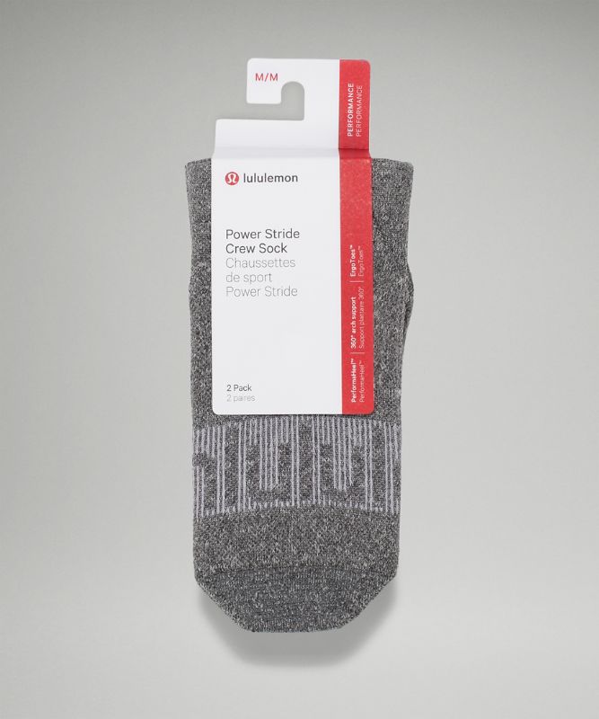 Calcetines Lululemon Power Stride Crew Sock 2 Pack Mujer Grises Oscuro | 48615-FSIE