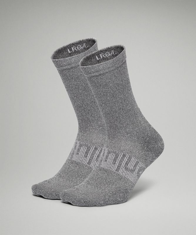 Calcetines Lululemon Power Stride Crew Sock 2 Pack Mujer Grises Oscuro | 48615-FSIE