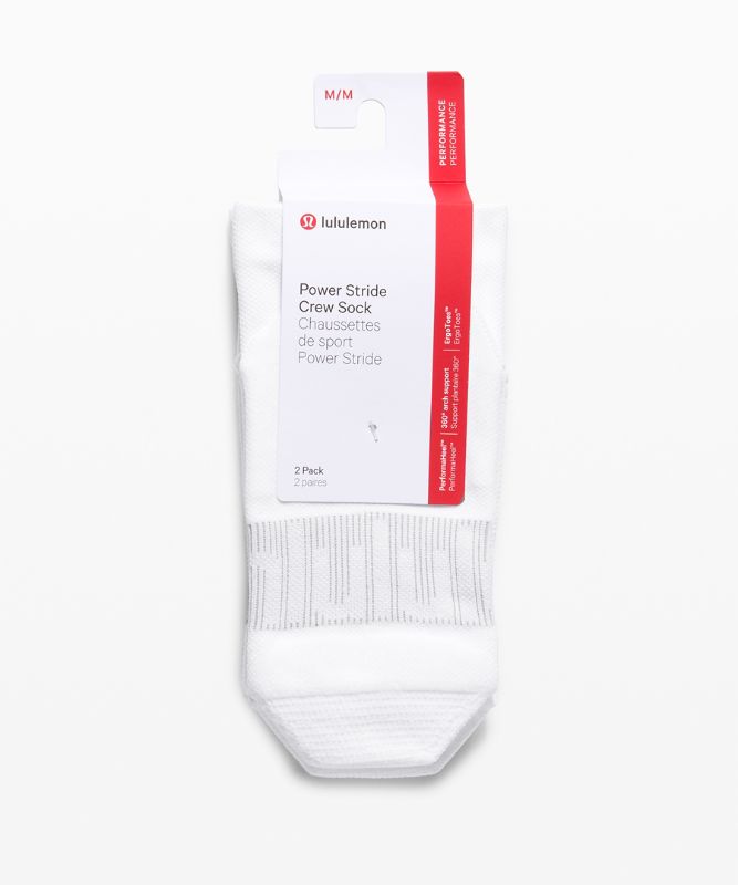 Calcetines Lululemon Power Stride Crew Sock 2 Pack Mujer Blancos | 74389-QYKI