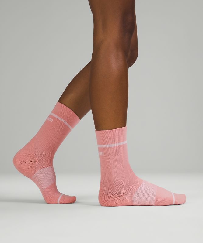 Calcetines Lululemon Power Stride Crew Sock 2 Pack Stripe Mujer Azules Beige Rosas | 12659-YFKV