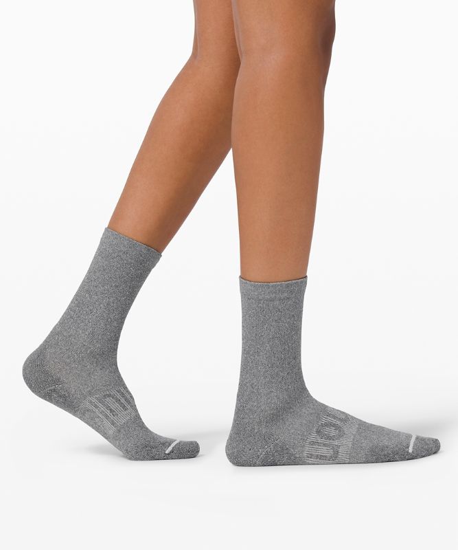 Calcetines Lululemon Power Stride Crew Sock Anti-Stink Mujer Grises Oscuro | 06847-VLWF