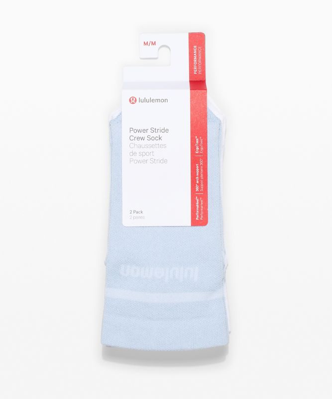 Calcetines Lululemon Power Stride Crew Sock Stripe 2 Pack Mujer Blancos Azules Beige | 35924-GLXW