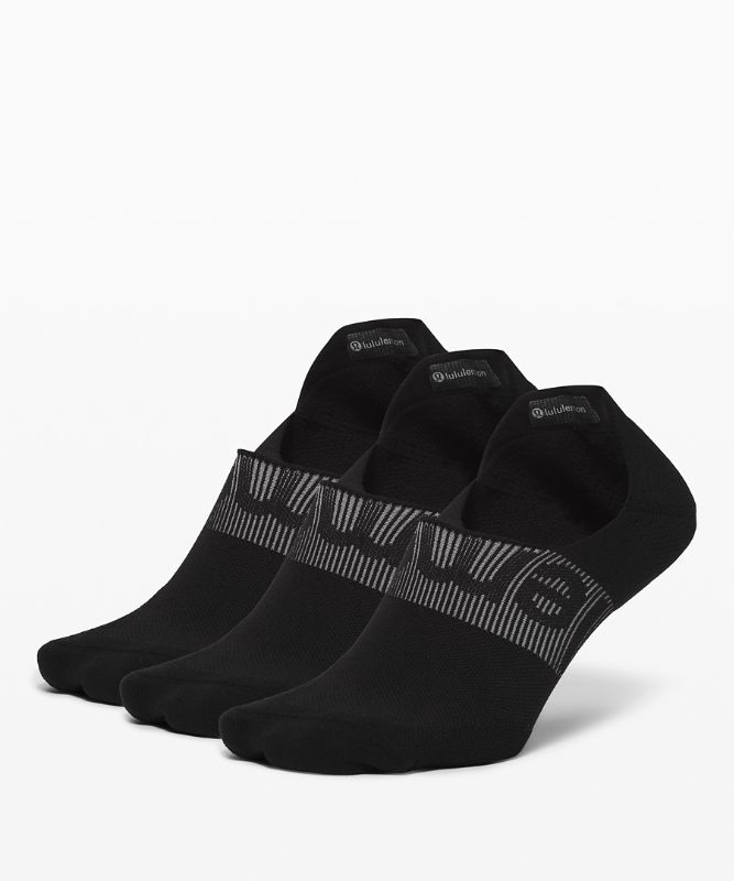 Calcetines Lululemon Power Stride No-Show Sock with Active Grip 3 Pack Hombre Negros | 13964-VPAR