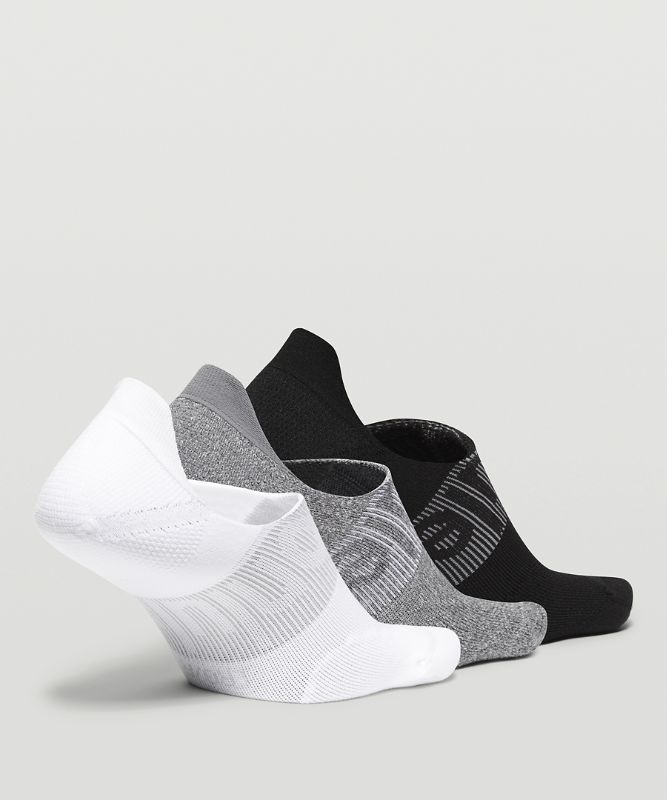 Calcetines Lululemon Power Stride No-Show Sock with Active Grip 3 Pack Hombre Blancos Grises Negros | 76401-LPXQ