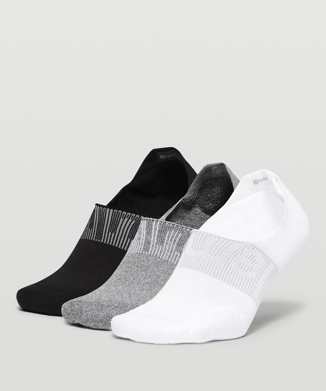 Calcetines Lululemon Power Stride No-Show Sock with Active Grip 3 Pack Hombre Blancos Grises Negros | 76401-LPXQ