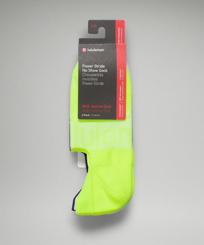 Calcetines Lululemon Power Stride No-Show Sock with Active Grip 3 Pack Hombre Amarillos Blancos Morados | 40358-GEIQ