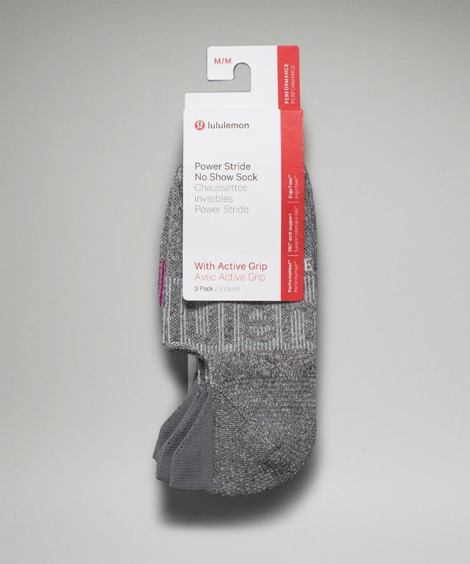 Calcetines Lululemon Power Stride No-Show Active Grip 3P Mujer Grises Verde Menta | 01382-QTYI