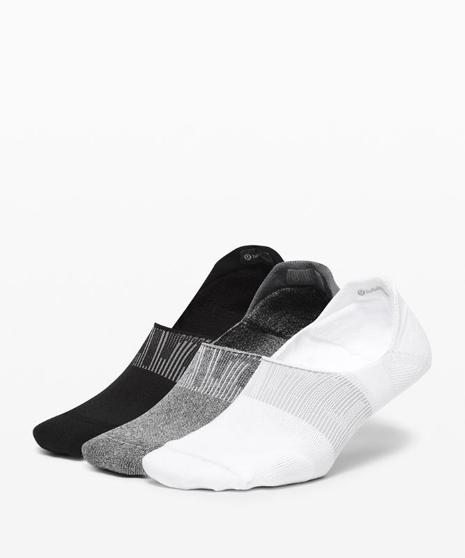 Calcetines Lululemon Power Stride No-Show Sock with Active Grip 3 Pack Mujer Blancos Grises Negros | 41987-HIDF