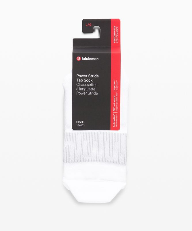 Calcetines Lululemon Power Stride Tab Sock 3 Pack Hombre Blancos | 58940-MKRS