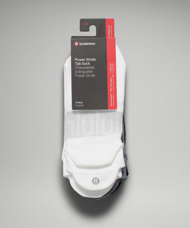 Calcetines Lululemon Power Stride Tab Sock 3P Hombre Blancos Azules Negros | 67928-VQHC