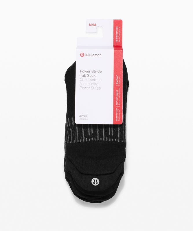 Calcetines Lululemon Power Stride Tab Sock 3 Pack Mujer Negros | 51790-EFAG