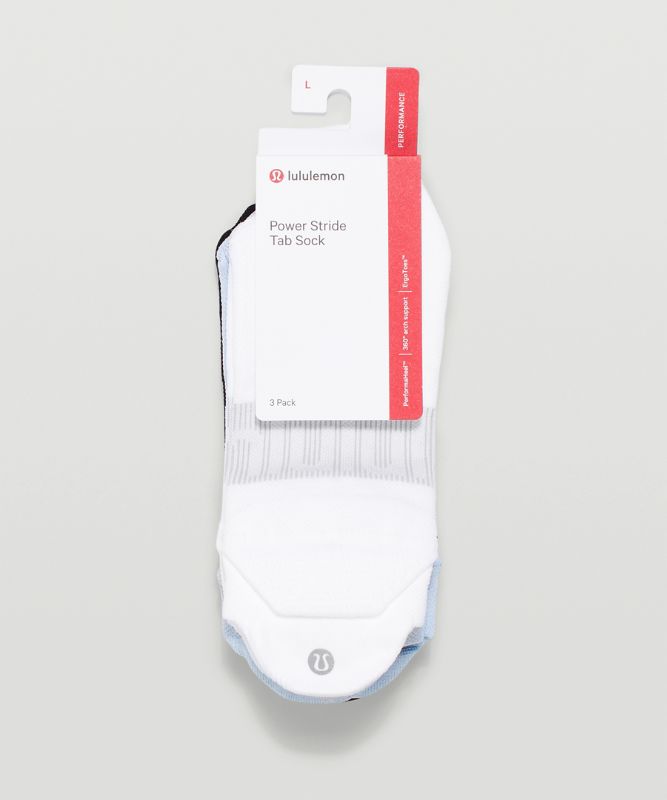 Calcetines Lululemon Power Stride Tab Sock 3 Pack Mujer Blancos Azules Beige Negros | 85923-XKQG