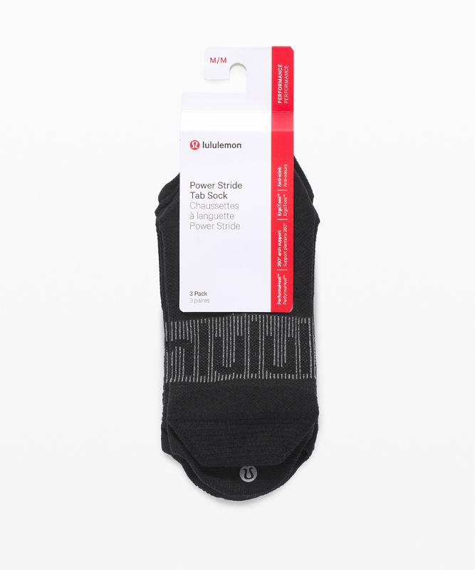 Calcetines Lululemon Power Stride Tab Sock Anti-Stink 3 Pack Mujer Negros | 48109-NCUM