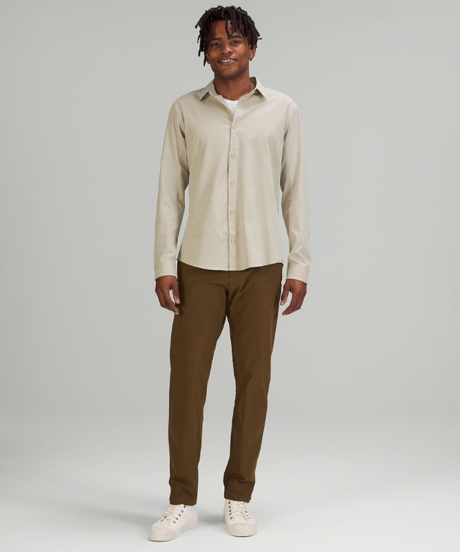 Camisa Lululemon Airing Easy Long Sleeve Button Up Shirt Ventlight Mesh Hombre Beige | 26075-KMQU