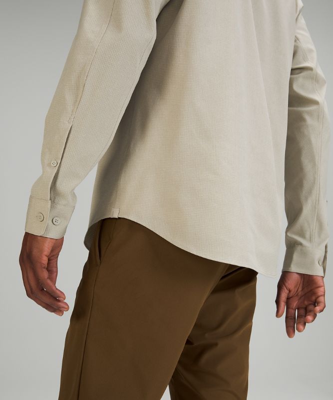 Camisa Lululemon Airing Easy Long Sleeve Button Up Shirt Ventlight Mesh Hombre Beige | 26075-KMQU