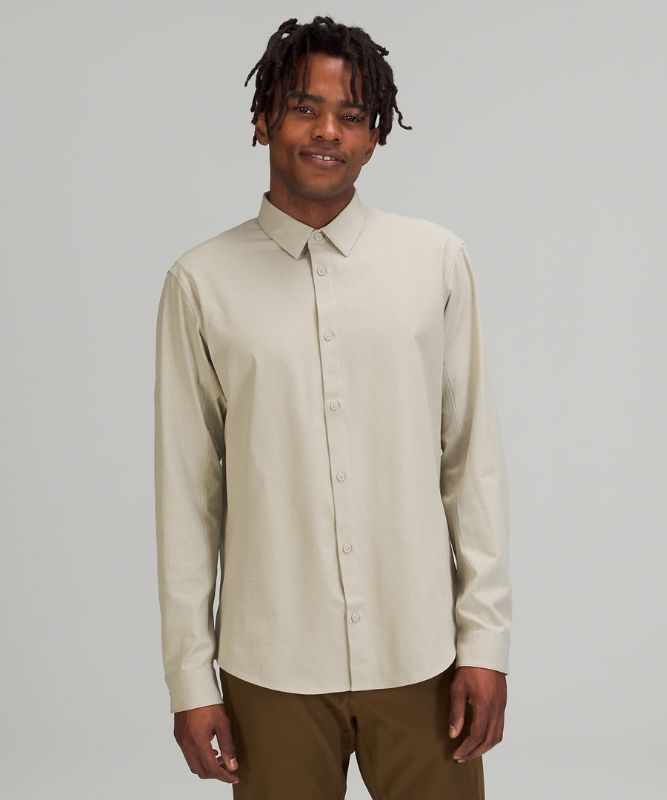 Camisa Lululemon Airing Easy Long Sleeve Button Up Shirt Ventlight Mesh Hombre Beige | 26075-KMQU