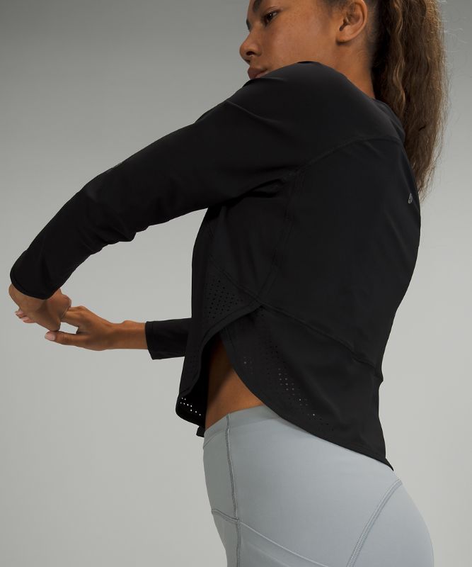 Camisa Lululemon Crew Neck UV Protection Running Long Sleeve Shirt Mujer Negros | 36287-CMBP