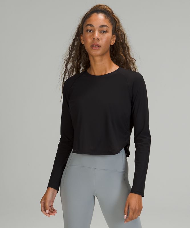 Camisa Lululemon Crew Neck UV Protection Running Long Sleeve Shirt Mujer Negros | 36287-CMBP