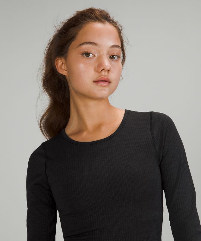 Camisa Lululemon Ebb to Street Long Sleeve Shirt Mujer Negros | 69543-ZFET