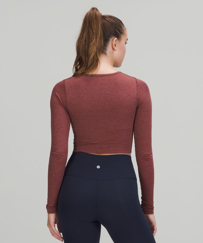 Camisa Lululemon Ebb to Street Long Sleeve Shirt Mujer Rojos | 28975-NRVP