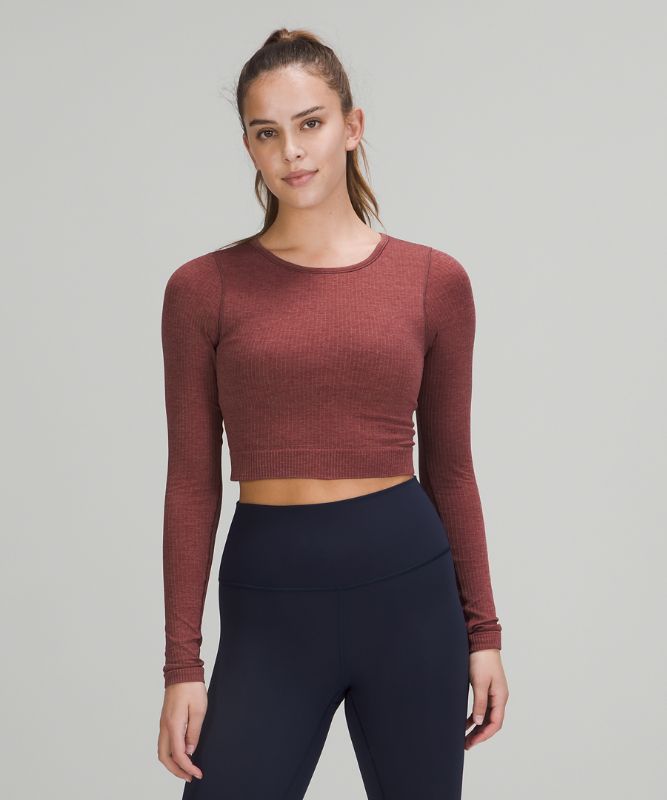 Camisa Lululemon Ebb to Street Long Sleeve Shirt Mujer Rojos | 28975-NRVP