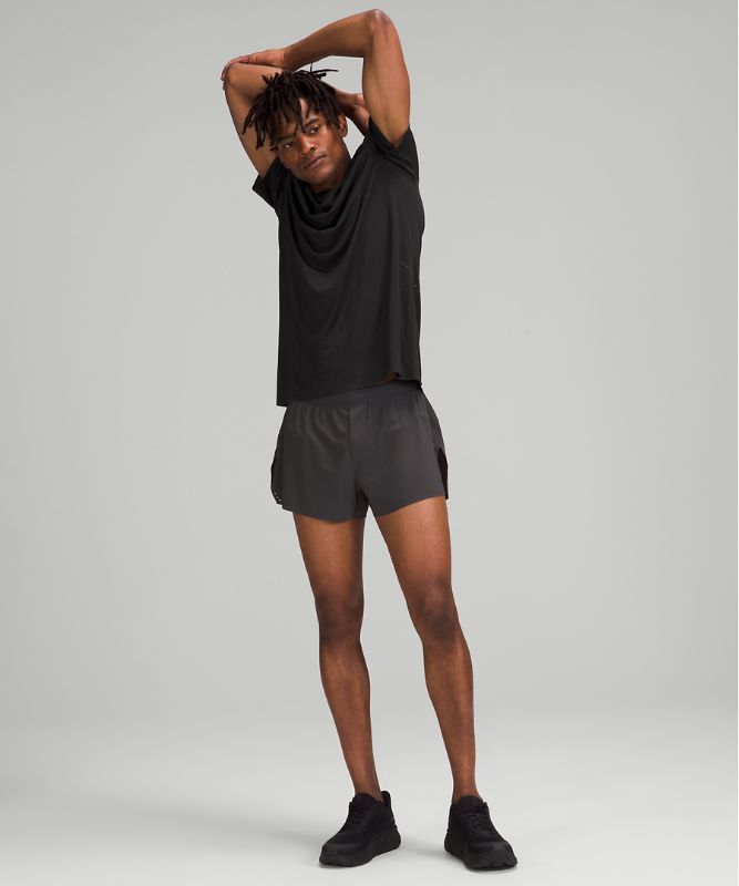 Camisa Lululemon Fast and Free Short Sleeve Shirt Breathe Hombre Negros | 25091-WNDY