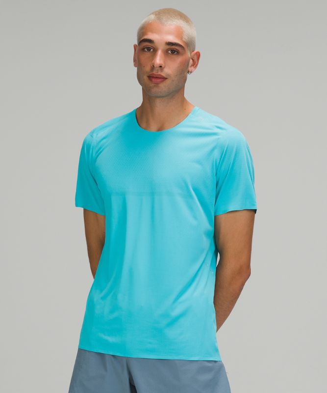 Camisa Lululemon Fast and Free Short Sleeve Shirt Breathe Hombre Turquesa | 32014-SVBC