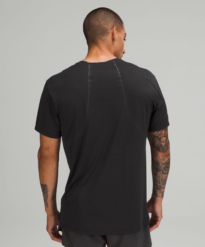 Camisa Lululemon Fast and Free Short Sleeve Shirt Recycled Hombre Negros Negros | 98672-KQLP