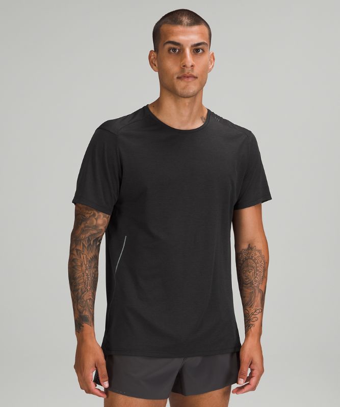 Camisa Lululemon Fast and Free Short Sleeve Shirt Recycled Hombre Negros Negros | 98672-KQLP