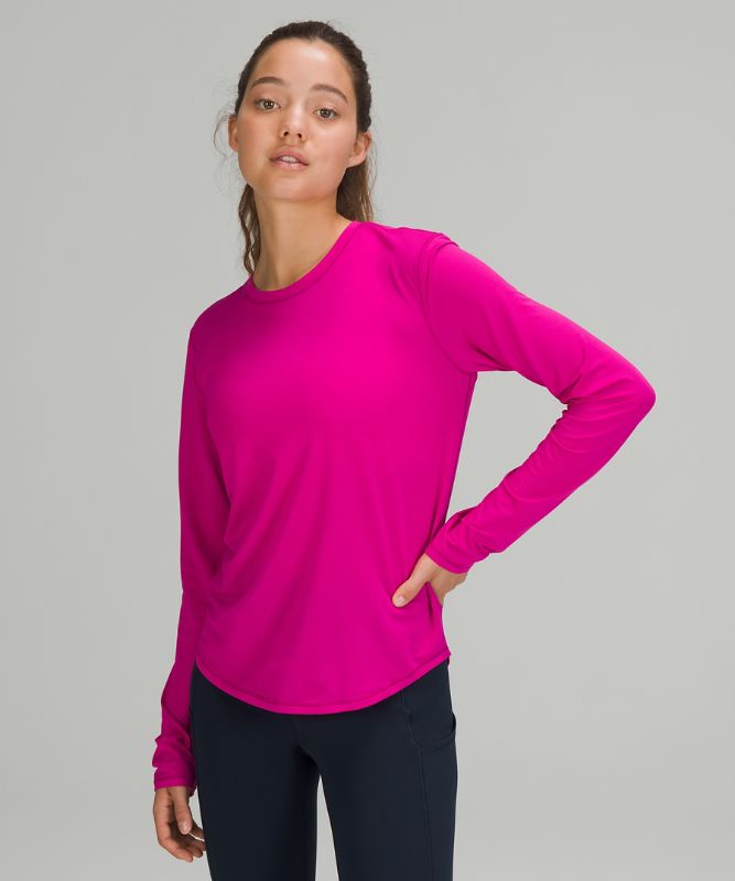 Camisa Lululemon High Neck Running and Training Long Sleeve Shirt Online Only Mujer Ripened Raspberry | 08169-NHRY