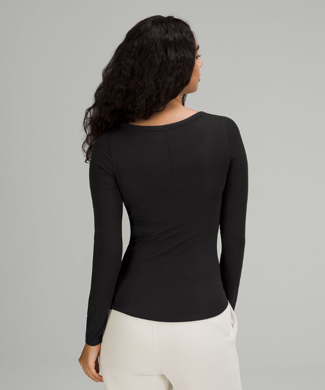 Camisa Lululemon Hold Tight Scoop Neck Long Sleeve Shirt Online Only Mujer Negros | 41763-MWFP