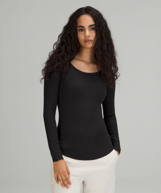 Camisa Lululemon Hold Tight Scoop Neck Long Sleeve Shirt Online Only Mujer Negros | 41763-MWFP