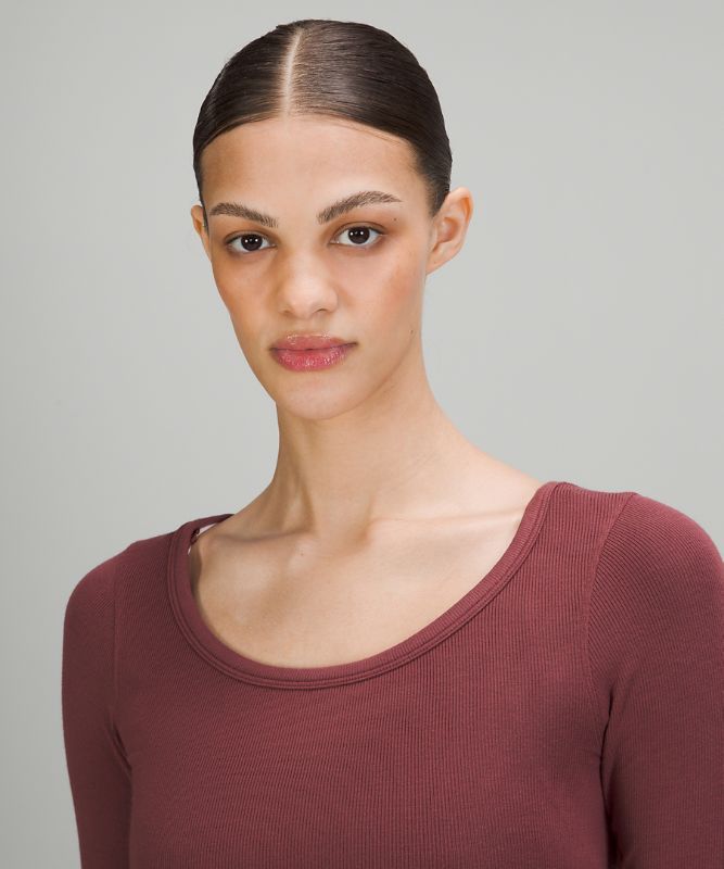 Camisa Lululemon Hold Tight Scoop Neck Long Sleeve Shirt Online Only Mujer Rojos | 72905-HEAN