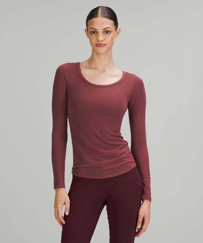 Camisa Lululemon Hold Tight Scoop Neck Long Sleeve Shirt Online Only Mujer Rojos | 72905-HEAN