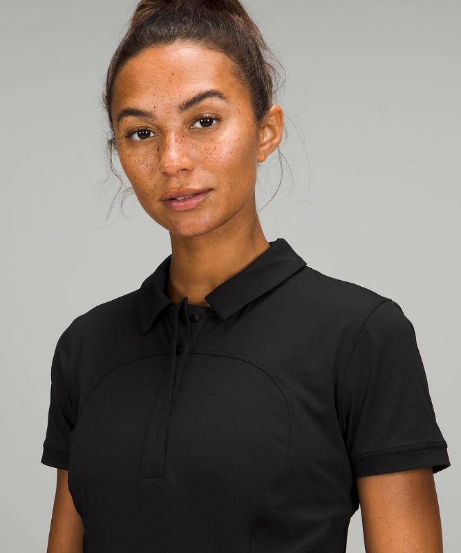 Camisa Lululemon Quick-Drying Short Sleeve Polo Shirt Online Only Mujer Negros | 64209-ZYCG