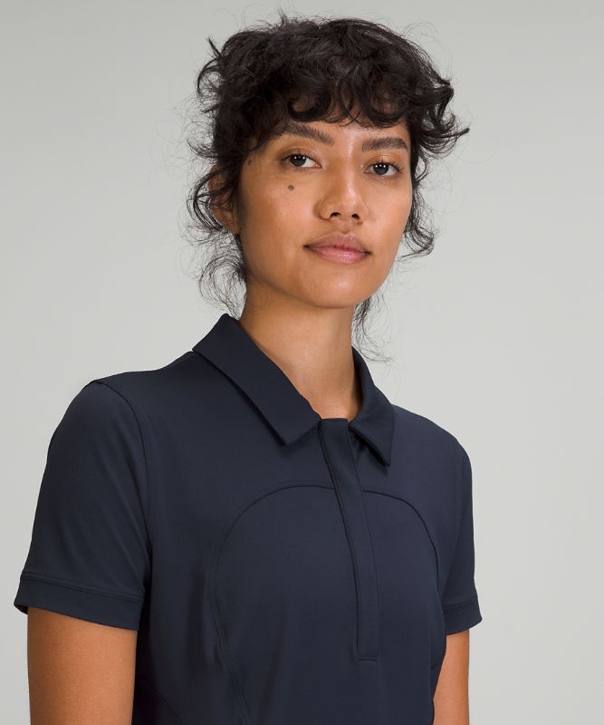 Camisa Lululemon Quick-Drying Short Sleeve Polo Shirt Online Only Mujer Azul Marino | 23610-HDMU