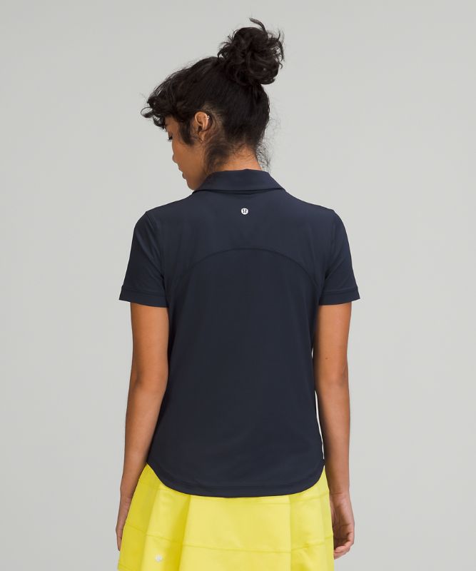 Camisa Lululemon Quick-Drying Short Sleeve Polo Shirt Online Only Mujer Azul Marino | 23610-HDMU