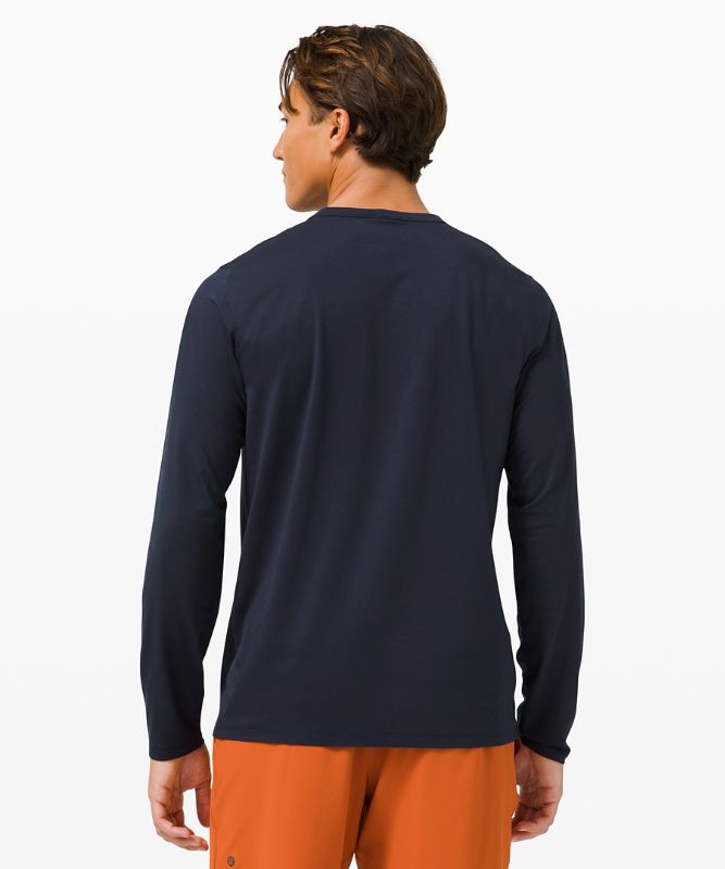 Camisa Lululemon The Fundamental Long Sleeve Shirt Hombre Azul Marino | 10732-MOHW