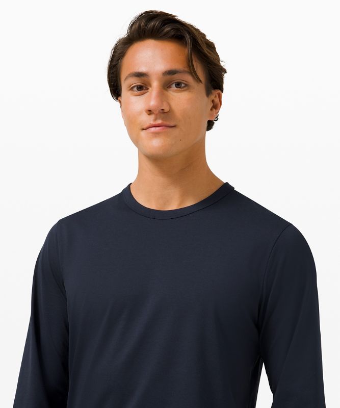 Camisa Lululemon The Fundamental Long Sleeve Shirt Hombre Azul Marino | 10732-MOHW