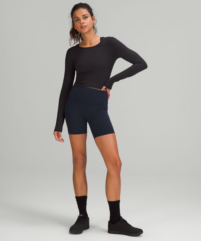 Camisa Lululemon Wunder Train Cropped Long Sleeve Shirt Mujer Negros | 38176-VGTZ