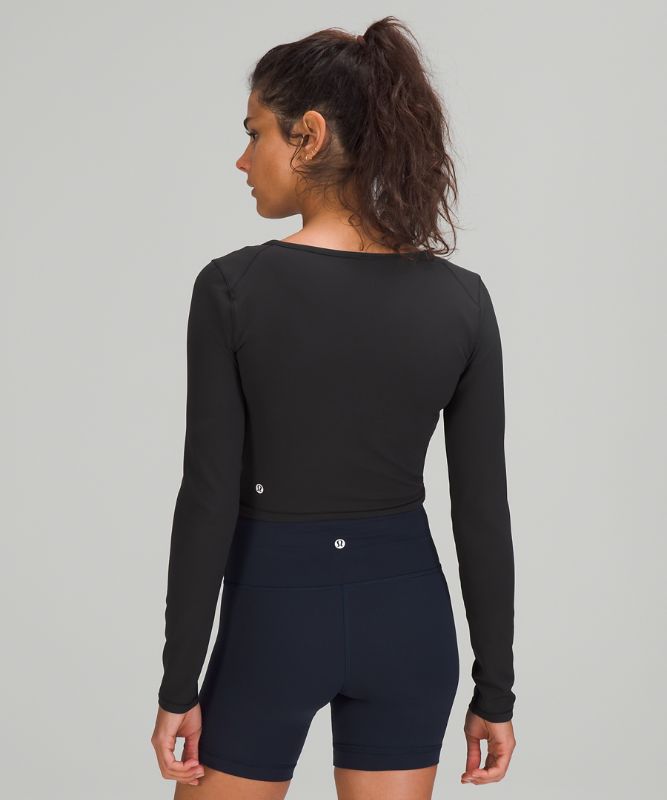 Camisa Lululemon Wunder Train Cropped Long Sleeve Shirt Mujer Negros | 38176-VGTZ