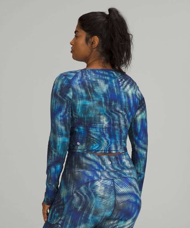 Camisa Lululemon Wunder Train Cropped Long Sleeve Shirt Mujer Azules Multicolor | 68103-TNUJ